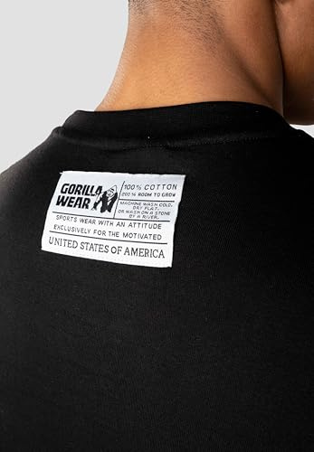 Gorilla Wear Classic T-Shirt - schwarz - klassisches Oberteil mit Logo zum Sport Alltag Training Workout Laufen Joggen bequem Normale Passform leicht aus Baumwolle bewegungsfreiheit groß