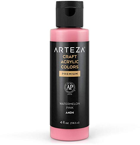 ARTEZA pintura acrílica para manualidades, Rosa de Sandía A404, bote 118 ml, a base de agua, mezclable, pintura acrilíca mate para arte, para cristal, madera, cerámica, tela,papel y lienzo