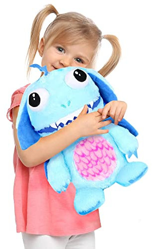 Worry Yummy Monster Kinder Plüschtier - Großes 38 cm weiches Kuscheltier für Kinder Jungen & Mädchen Angst, Stress & Angst reduzierender Schlafbegleiter - Blau 'Marvin'
