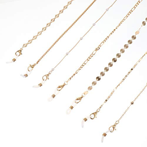 Hemoton Paquet de 7 Chaînes de Lunettes Chaîne de Lunettes Dorées Chaîne de Lunettes Collier de Porte-Chaînes pour Femmes Filles