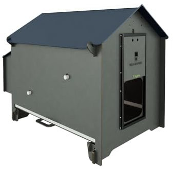 Hühnerstall für 8 Eierhühner, laminiert, HPL, milbendicht, Modell Polly Classic Grey, Größe XL mit abnehmbarer Schublade, 2 Stück