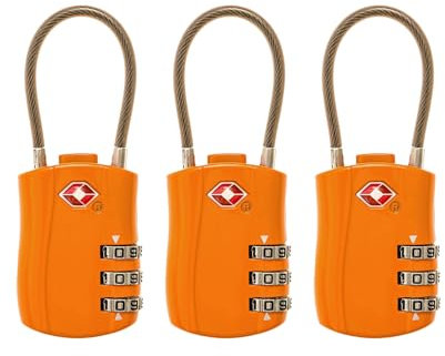 CELIMS - Cadenas TSA Valise Avion | Cadenas Code | Cadenas Valise | Protection Idéale pour Vos Bagages | Lot de 3 Orange