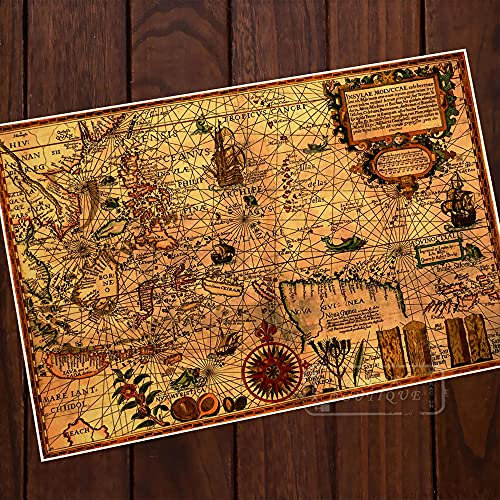 Mapa De La Tierra Clásico Vintage Retro Cartel Decorativo Mapas Pared Lienzo Pintura Pegatina Home Bar Posters Decoración De Bricolaje Carteles E Impresiones - 50X70Cm