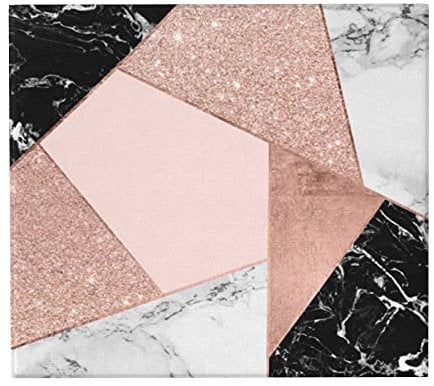 Dish Drying Mats,Rose Gold Glitter Black White Marble Geometric Absorbent Dish Drainer Mat Sink Mat Pad 41X46 CM