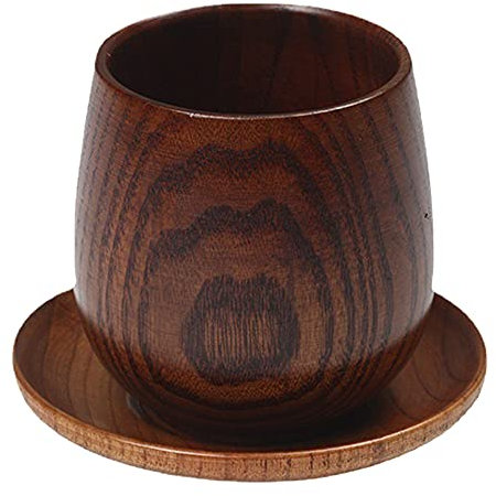 Vrttlkkfe Japanese Style Wooden Cup Belly Cup Favour Solid Wood Retro Insulated Tea Cup Set Drinking Mug 150 ml