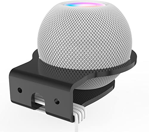 JP02Y Compatible with Apple HomePod Mini Holder Wall Mount Stand Mount with Integrated Cable Management, Speaker Accessories Rack, for Kitchen, Bathroom and Bedroom (Apple HomePod Mini, Black)