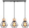 TOKIUS Suspension Luminaire Vintage Industrielle Lustre Abat-jour en Métal et Bois Ø160mm Plafonnier E27 avec Bois Rétro Pour Salon Cuisine Chambre (B-avec barre)