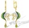 Santuzza 925 Sterling Silver Orchid Dangle Earrings Gold Plated Teardrop Gemstone Cubic Zirconia Enamel Leaves Flower Earrings for Women