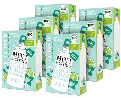 Cupper Bio Cold Water Infusers Mint & Citrus, 6er Pack, 60 ungebleichte Teebeutel, umweltfreundlich, fair gehandelt (Cold Brew Tea, Kalter Tee)
