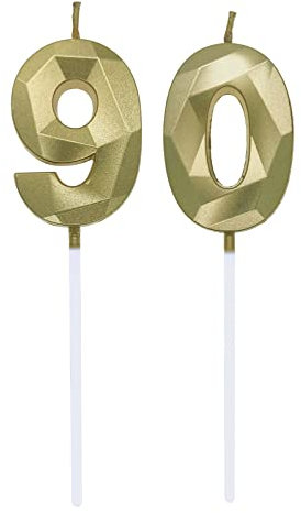 Geburtstagskerzen Zahlen 0 und 9, 9. Geburtstag Zahl Kerzen Geburtstagskerzen Cake Topper 90. Geburtstag Kuchendeko Kuchen Dekoration, für Hochzeit Party Hochzeit Jahrestag Feier Gold