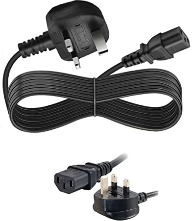 5 Meter UK Plug to IEC C13 Mains Power Cable for TV Samsung Panasonic Sony etc, Kettle, PC Monitor & Printer Lead Cord