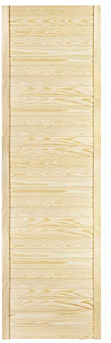 DecoMeister Lamellentür 594x1995 mm Holztür Natur mit geschlossenen Profilbretter für Schränke, Regale, Möbel aus Kiefer Holz unbehandelt einzeln