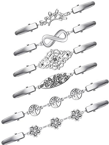 Cindeer 6 Stück Strickjacke Clips Kreative Silberne Weste Pullover Schal Clips Metall Umhang Kragen Verschluss Clips für Blusen Kleider Jacke (Exquisit)