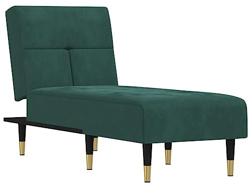 vidaXL Chaiselongue, Recamiere Verstellbar Multifunktional, Relaxliege Sofa Metallbeine, Schlafsofa Gästebett Wohnzimmer, Modern, Dunkelgrün Samt