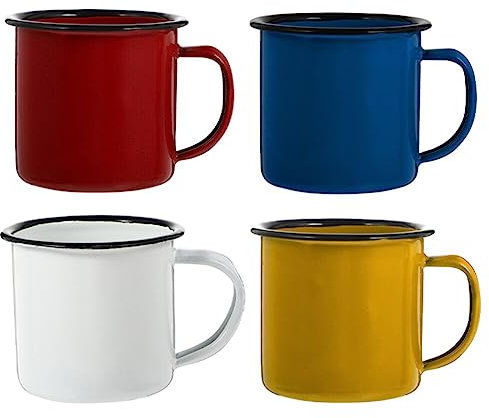 Kichvoe 4 Piezas Tazas De Té De Fogata Esmaltadas - Hojalata, Metal, Cilindro - Vasos De Campamento Para Viaje Familiar