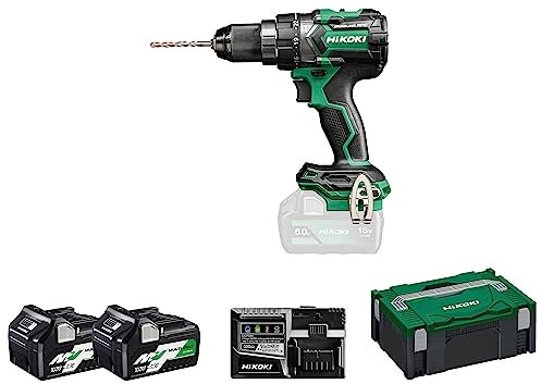 HIKOKI Akku Schlagbohrschrauber DV18DCWRZ, 13mm Metall-Schnellspannbohrfutter (18V, 5,0 Ah / 36V, 2,5 Ah - Li-ion Akku, Max. Festdrehmoment hart: 140 Nm, Brushless, Zubehör: im HSCII Koffer)
