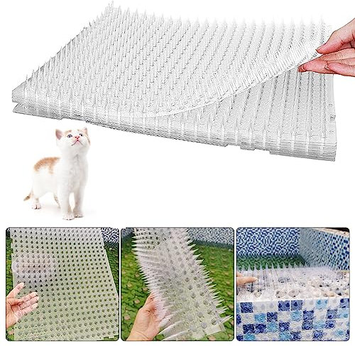 8PCS Cat Repellent Mat, Transparent PET Deterrent Scat Mats with Spikes for Cats and Dogs, Indoor Outdoor Garden Animal Deterrent Mat, Anti Cat Mat to Keep Away Cats Dogs Pets Garden Window Sofa