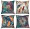 ASDCXZ Kissenbezug 40x40 cm 4er Set, Modern Retro Kunst Graffiti Feder Blätter Bunt Sofa Dekokissen Kissenbezüge Kissenhülle Waschbar Polyester Flachs Textil Outdoor Kopfkissenbezug Kissen Bezug