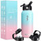 Vacuum Insulated Stainless Steel Water Bottle, 1000ml - 2 Lids (Straw and Spout), 2 Straws (Bubble Gum)