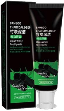 Bamboo Charcoal Whitening Toothpaste, Activated Charcoal Whitening Toothpaste, Removes Tooth Stains and Freshens Breath, Eliminates Bad Breath, Relieves Gum Swelling and Pain (1PC)