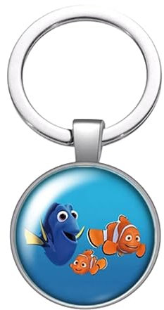 World Turtle Clownfish Marlins Schlüsselanhänger, modisch, niedlich, Findet Nemo Art, Kristall, Foto-Anhänger, silber, 33W