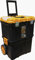 Tool Lab Mobile Rolling Tool Box 2 Tier Stacking Pull Along Handle With Metal Latches, Rubbed Wheels For Home and Work Orange