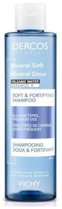 Vichy Dercos, Shampoo Fortificante Delicato, Per Tutti i Tipi di Capelli, Uso Frequente, Forza e Luminosità Ripristinate, Con Minerali dell'Acqua Vulcanica di Vichy, 200 ml
