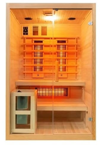 Bagno Italia Sauna 130x120 cm infrarossi e finlandese combinata piastre full spectrum e stufa