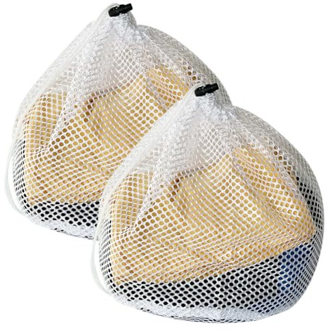 BOJIUSARL 2 Pièces Sac de lavage de linge en maille, Sac de lavage portable avec cordon de serrage Sac de lavage en filet fin pour machine à laver pour les vêtements, Literie,Nappes,rideaux