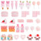 SUNNYCLUE 1 Box 60 Stück 15 Stile Rosa Cabochons Mit Flacher Rückseite Mini Anhänger Aus Lebensmittelharz Niedliche Donut Kuchen Eis Milch Dessert Kawaii Cabochons Für DIY Basteln Basteln Dekoration S