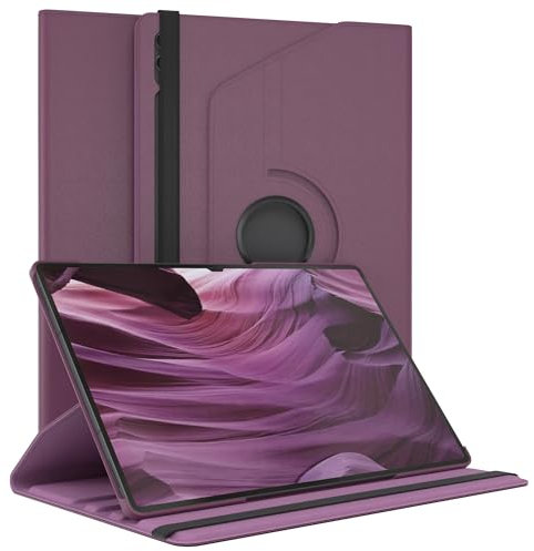 EAZY CASE - Tablet Hülle für Samsung Galaxy Tab S10 Ultra/Tab S9 Ultra Schutzhülle Smart Cover Tablet Case Rotationcase Aufstellen Klapphülle 360° drehbar mit Standfunktion Tasche Kunstleder Lila