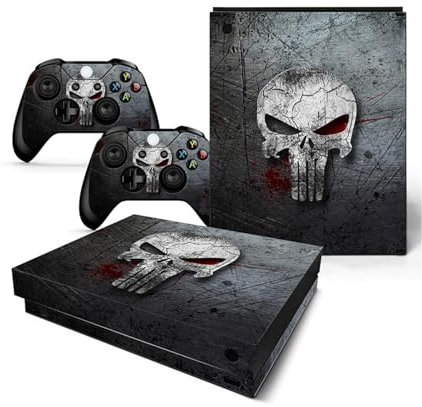Skin Sticker für Xbox One X Konsole und Controller, Vinyl Aufkleber One X Skins Wrap Decal Cover Schutzzubehör für X-Box One X (Grauer Totenkopf)