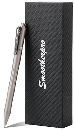 SMOOTHERPRO Kugelschreiber aus Titan/Bolt Action Stift | Kompatibel mit Pilot G2-Minen | Taschenclip aus Edelstahl | für EDC Unterschrift Geschäft Schreiben Tagebuch(RG340) | Farbe Sandgestrahlt Grau