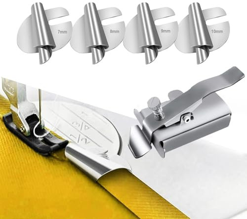 WIRSHO 5pcs Sewing Machine Accessories, Magnetic Seam Guide & Rolled Hem Presser Foot (7-10mm), Magnetic Seam Guide & Sewing Clips for Quilting and Hemming, DIY Crafts Tools