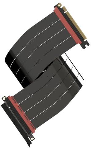 LINKUP - AVA5 PCIE 5.0 Riser-Kabel [60cm (Gesamtlänge 64cm)] RTX5090 RX9070 GPU Bereit | x16 128GB/s Geschwindigkeit | PCIe 4.0 & WRX80/WRX90E Kompatibel | Gerade, Schwarz