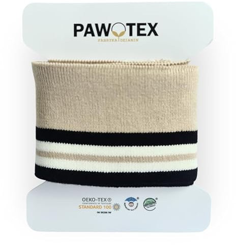 PAWOTEX Bündchenstoff schlauchware Bündchenstoff meterware Strickbündchen Collegebündchen in Beige Bündchenstoff kaufen Bündchen elastisch 140x7cm