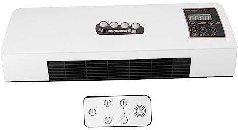 Riuulity Aire Acondicionado Pequeño, Aire Acondicionado Portátil Montado en La Pared Ventilador Caliente 220 V para Baño Dormitorio, Potencia 1800 W con Control Remoto y Temporización de