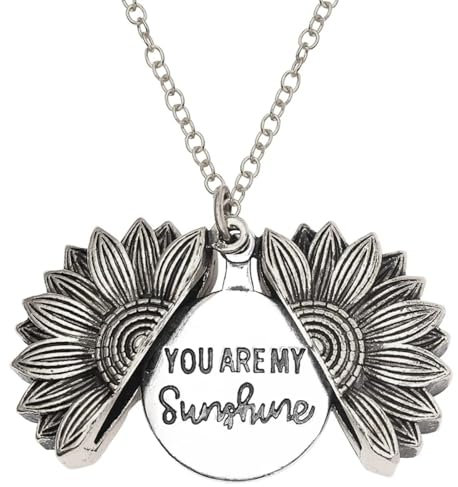 Halskette Ketten Schmuck Herren Frauen Anhänger Necklace Sonnenblumen-Halskette Mit Botschaft Für Frauen, „You Are My Sunshine“, Halskette Mit Versteckter Botschaft, Freundin 3