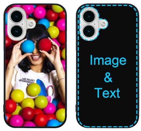MXCUSTOM Personalised Phone Case for Apple iPhone 16, Customised Anti-Scratch Tempered Glass Shockproof Soft TPU Cases with Photo Image Text Picture Design Your Own Phone Cover (GHS-BK-P1)