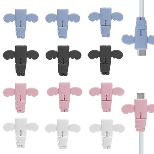 RAMGLYO 12 stück Angel-Datenkabel-Schutz-Set mit 4 Farben - Ladekabel-Knickschutz für Smartphones, universell für verschiedene Kabeltypen und Bosch-Geräte