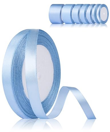 Fyshird Geschenkband Blau 10mm x 22m Schleifenband Hochzeit Satinband Hellblau Polyester Bänder zum Basteln Dekoband für Geburtstag DIY Geschenkverpackung