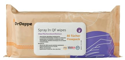 12 Stück Dr Deppe Dr Deppe Spray In QF wipes, Alkoholische Flächendesinfektionstücher, 80 Stück, Standard, weiß, L: 20cm, B: 20cm, Wischdesinfektionstücher, Desinfektionstücher, Schnelldesinfektion