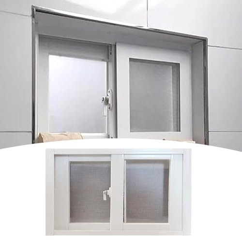 Isolierte Schalldichte Ersatz Kellerfenster Weißes Haushalts Schiebefenster Aus Aluminium, Große Scheune Schuppen Fenster Mit Bildschirm Und Gehärtetem Glas(104x51cm(WxH))