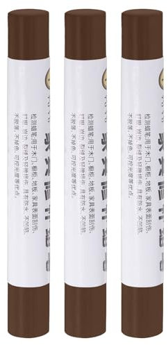 sourcing map Wood Filler Sticks, 3Pcs - Furniture Markers Touch Up, Wax Repair Wood Crayons for Scratches Holes Tables Desks Wooden Floors Cover Ups, Dark Red Brown