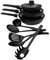 Cecaro Group Batteria di Padelle 11 Pezzi con Manico Removibile Antiaderente – Set Completo in Colore Grigio e Nero (NERO)