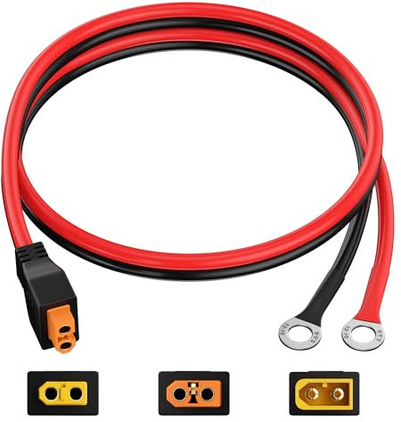 baluoqi Kabel mit Stecker XT60 XT60i zu O-Ring-Anschlusskabel 10AWG/12AWG-Draht mit verzinnetem reinem Draht für RC-Batterie (10AWG Kabel (1 Stück), XT60i Weiblich zum O-Ring, Länge: 10FT (3.05M))