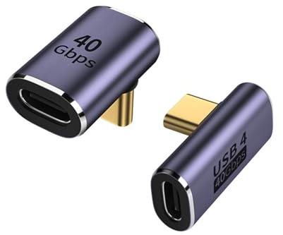 Zoye USB C 90 Degree Adapter (Two Styles), USB Type C Right Angle Extender Connector for Steam Deck, Meta Quest, MacBook, Smart Tablet & Phone and More (2 Pack)