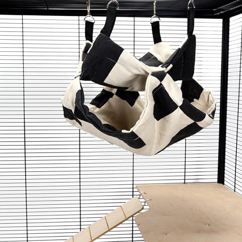 Little Friends Pet Rat Ferret Chinchilla Double Layer Soft Hanging Bunkbed Hammock – 35 x 35 x 35cm – Cosy Cage Accessory - Contemporary Shapes