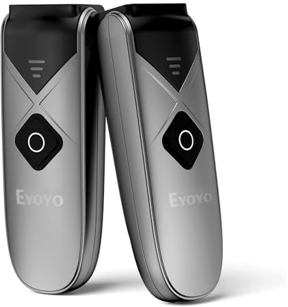 2er-Pack Eyoyo Mini-Bluetooth-Barcode-Scanner für Bibliotheken, kabelloser 2D-Scanner, kompatibel mit Handys, Androids, Tablets und Laptops.