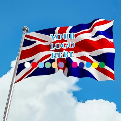 Personalised Flag Custom Flags Professional Printing with Clear Customisable Flags Make Your Own Flag with Photo/Logo/Text for Garden Single Sided/Double Sided (2x3ft/3x5ft/4x6ft/5x8ft)